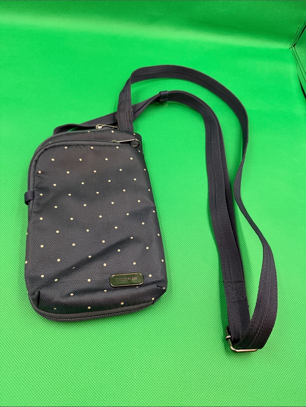 Crossbody Sling Bag - Navy with Gold Dots